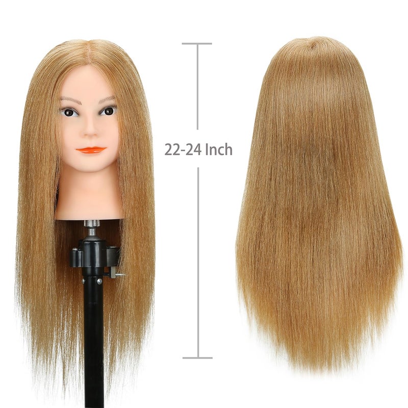 Armmu 100% Human Hair Mannequin Head with Stand, Hairdressers' Practice Training Head and Cosmotology Doll Head for Hairstyling and Braid (18 inches)- #27 - Image 5